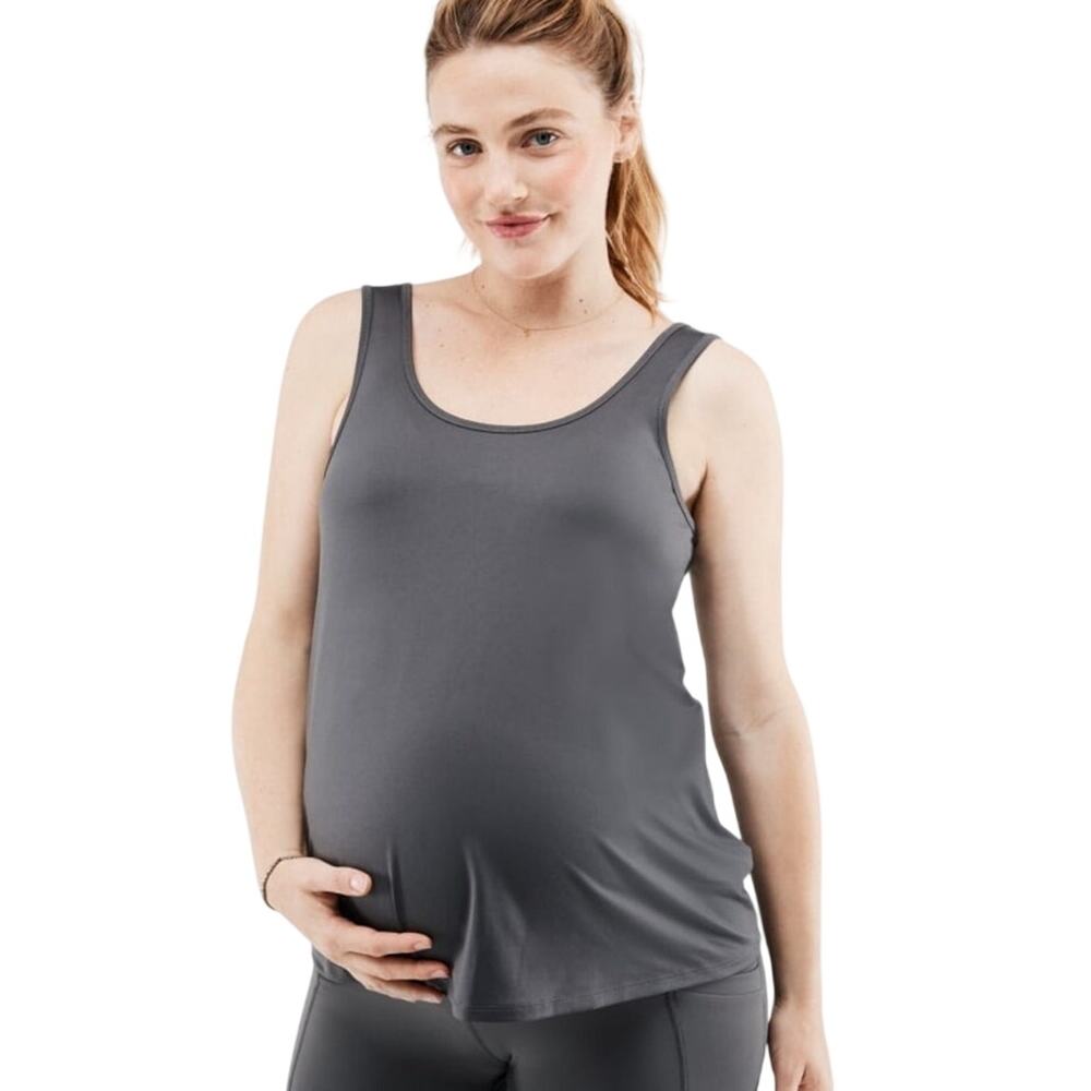 Fabletics Mariel Maternity Gray Tank Size XS Scoop Neck Moisture Wicking Top NWT